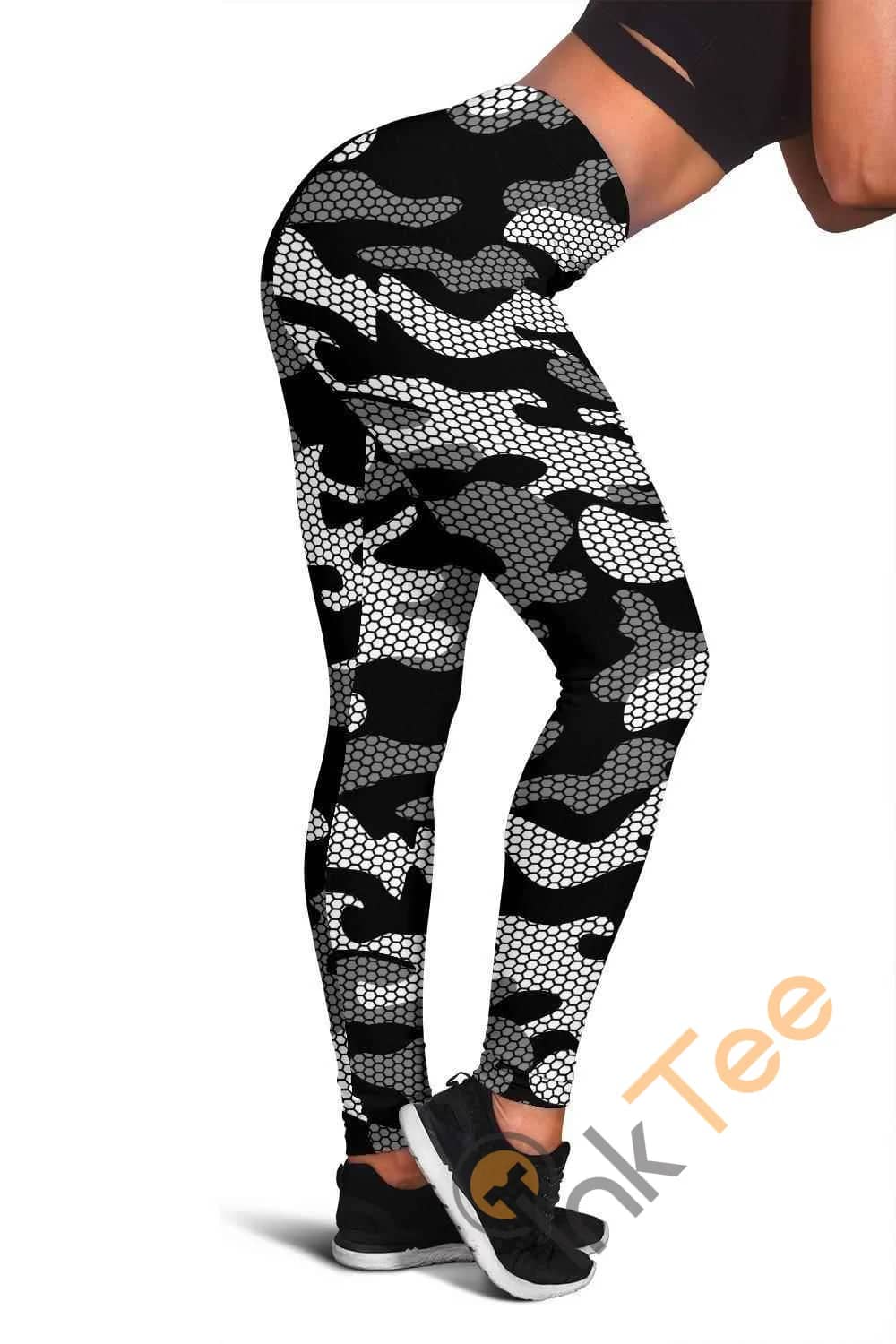 Oakland Raiders Inspired Hex Camo 3D All Over Print For Yoga Fitness Fashion Women's Leggings