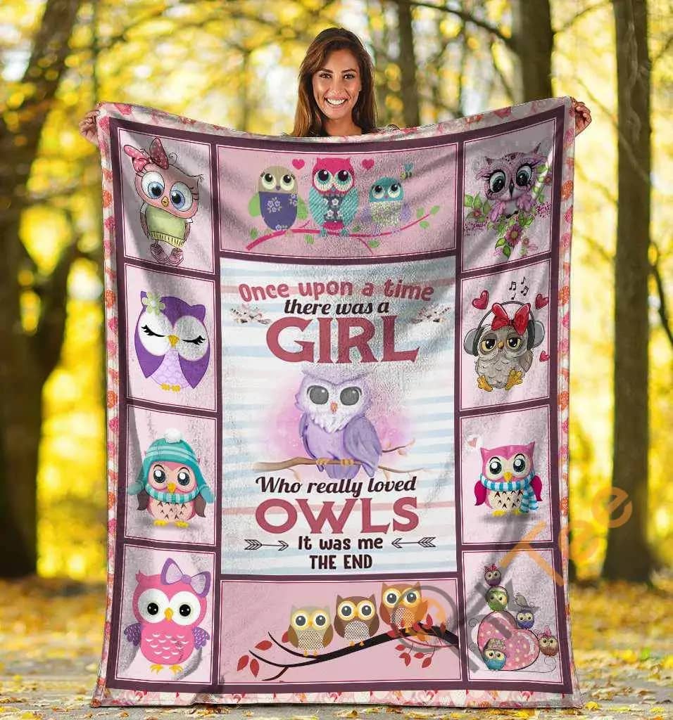Once Upon A Time There Was A Girl Loved Owl Pink Ultra Soft Cozy Plush Fleece Blanket