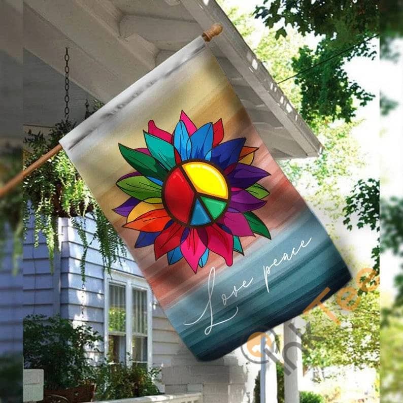Peace And Wellbeing Ombre Watercolor Welcome Large Decorative Colorful Boho Hippie Porch Decor Summer Beach Love Sku 0163 House Flag