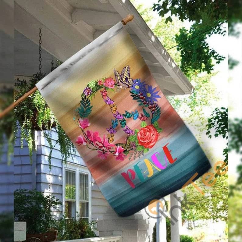 Peace And Wellbeing Ombre Watercolor Welcome Large Decorative Colorful Boho Hippie Porch Decor Summer Beach Love Sku 0166 House Flag