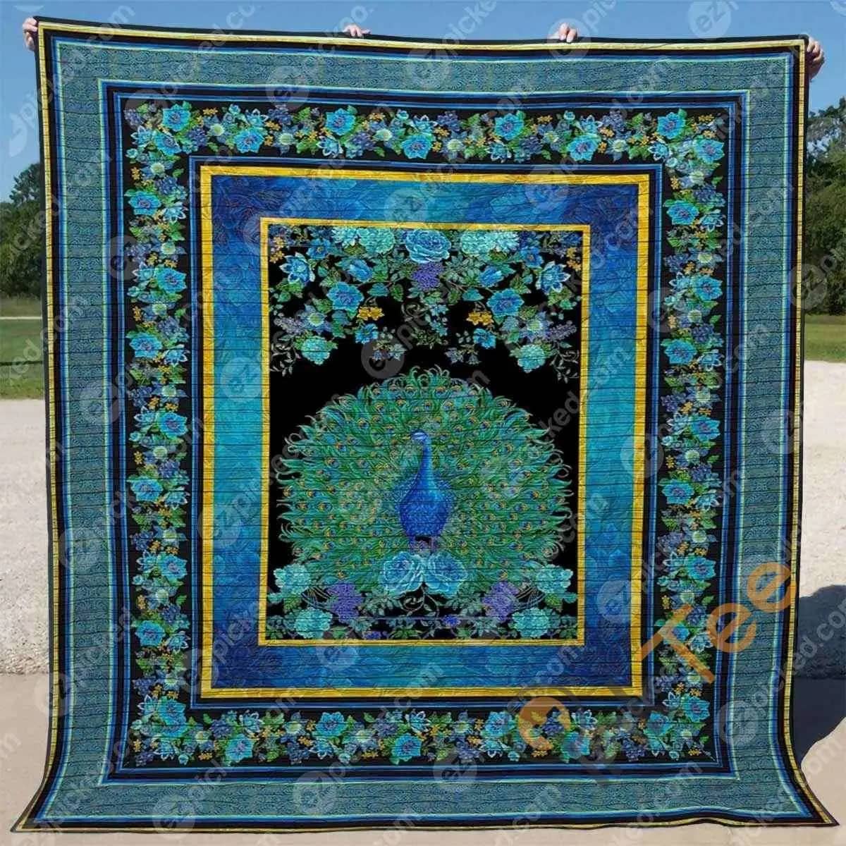 Peacock And Flowers  Blanket Th2906 Quilt