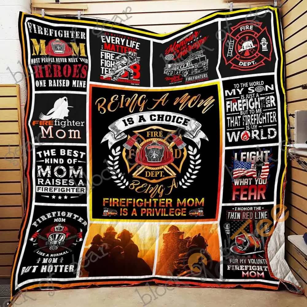 Proud Firefighter Mom  Blanket Kc1307 Quilt