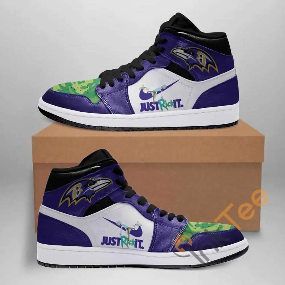 Rick And Morty Baltimore Ravens Custom Air Jordan Shoes