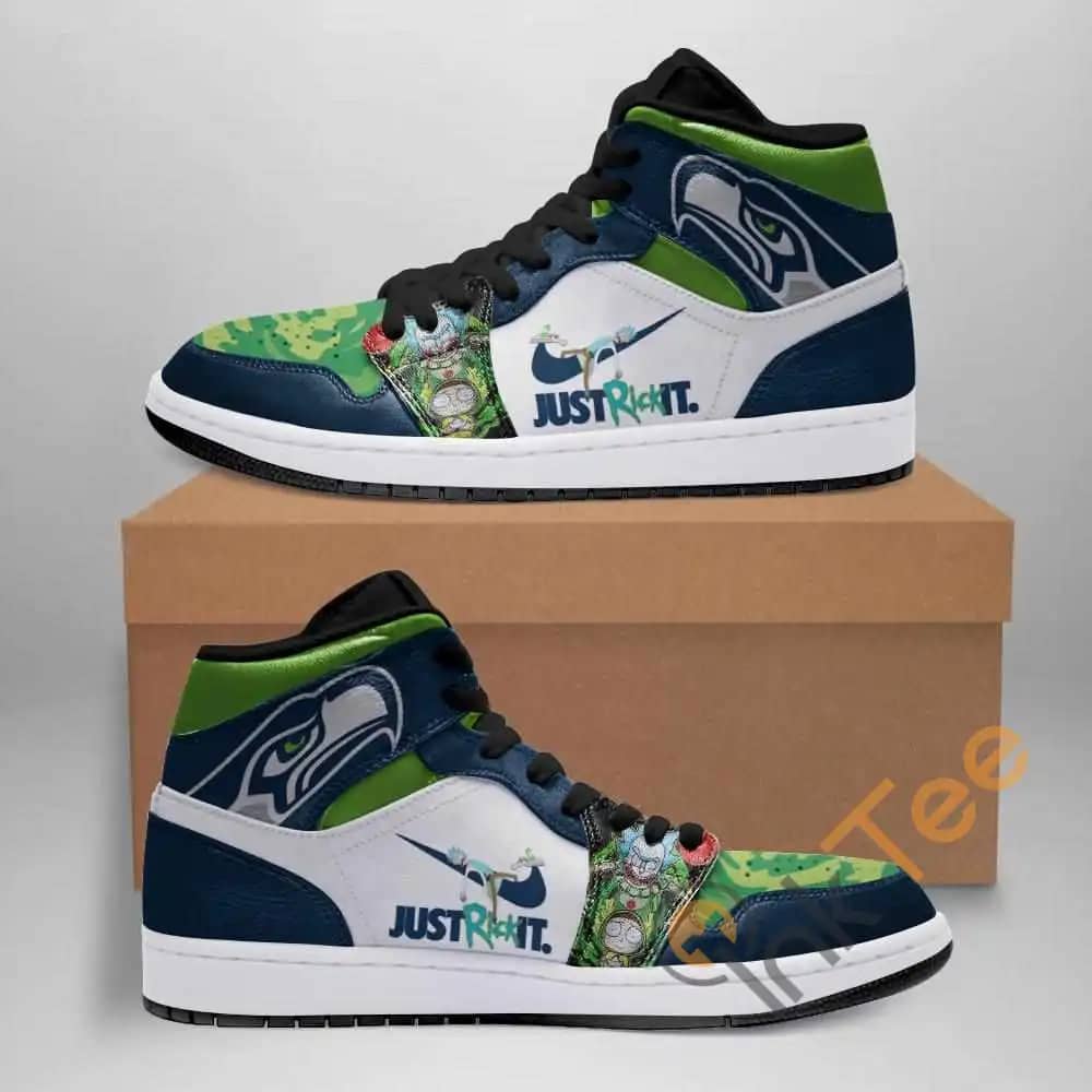 Rick And Morty Seattle Seahawks Custom Air Jordan Shoes