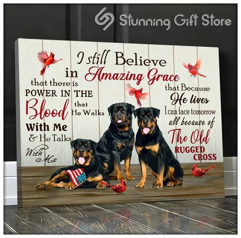 Rottweiler I Still Believe In Amazing Grace Unframed / Wrapped Canvas Wall Decor Poster