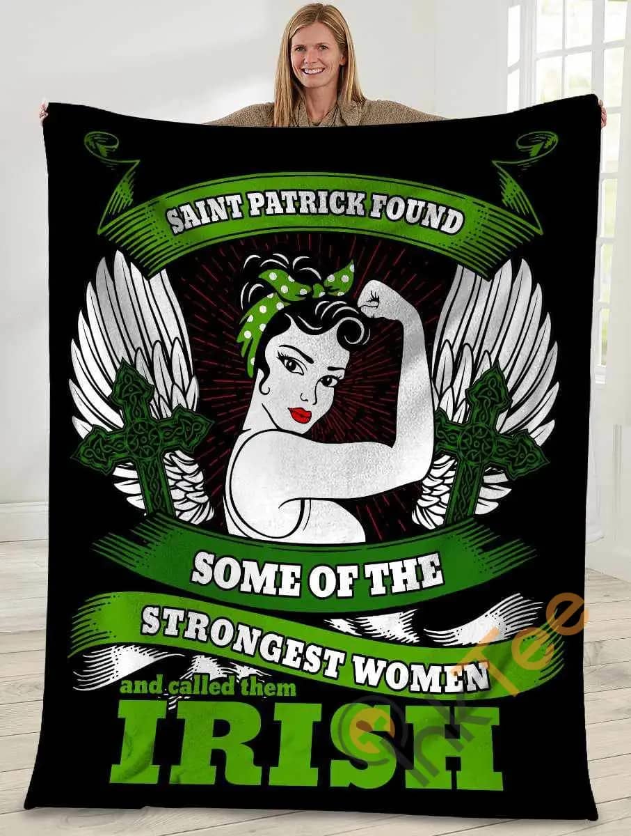 Saint Patrick Foud Some Of The Strongest Women And Called Them Irish Cross Wings Ultra Soft Cozy Plush Fleece Blanket