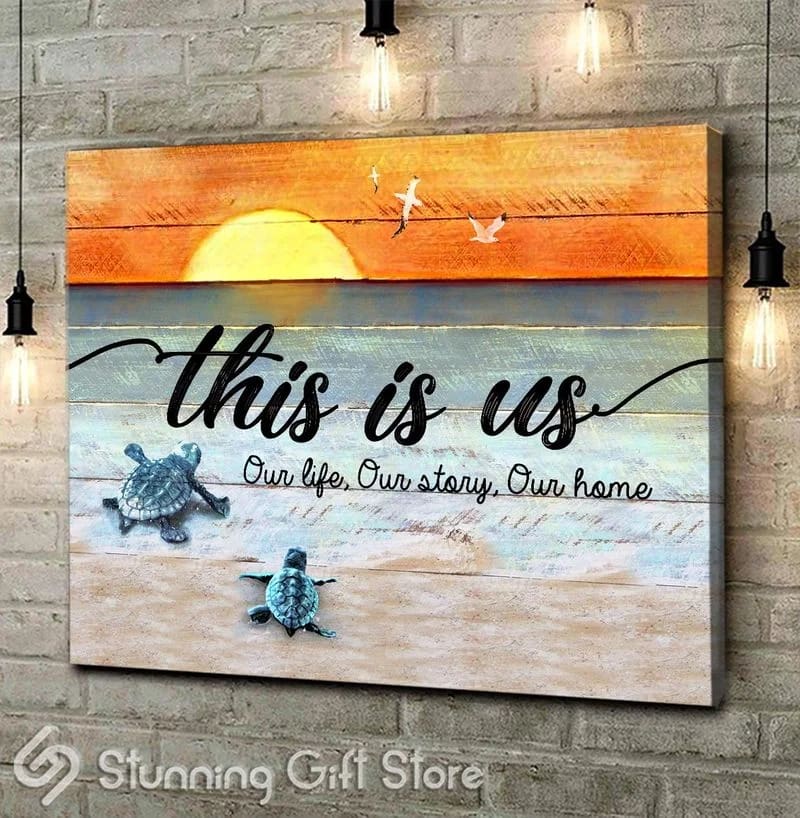 Sea Turtle In Sunset This Is Us Unframed / Wrapped Canvas Wall Decor Poster