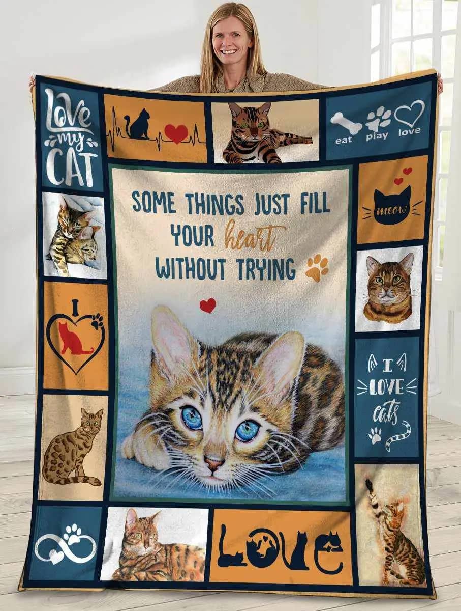 Some Things Just Fill Your Heart Without Trying Bengal Cat Ultra Soft Cozy Plush Fleece Blanket