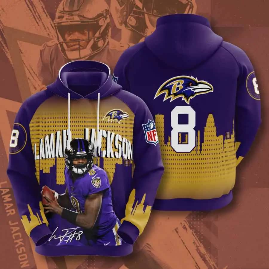 Sports American Football Nfl Baltimore Ravens Lamar Jackson Usa 1082 Hoodie 3D