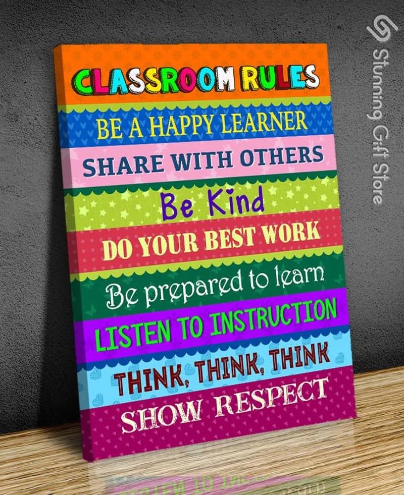 Teacher Classroom Rules Unframed / Wrapped Canvas Wall Decor Poster