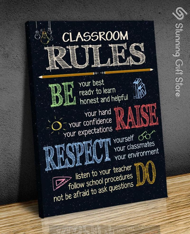 Inktee Store - Teacher Classroom Rules Unframed / Wrapped Canvas Wall Decor Poster Image