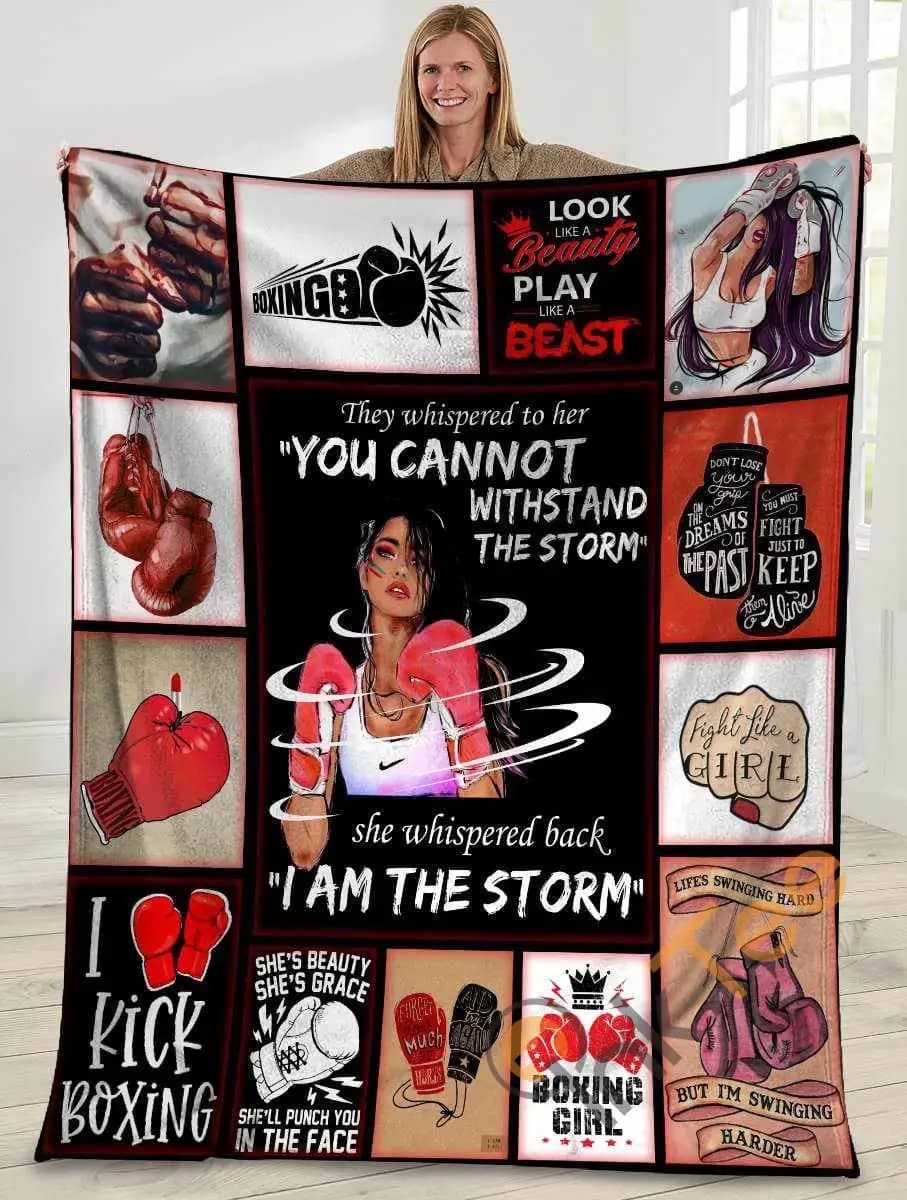 They Whispered To Her You Cannot Withstand The Storm Boxing Girl Ultra Soft Cozy Plush Fleece Blanket
