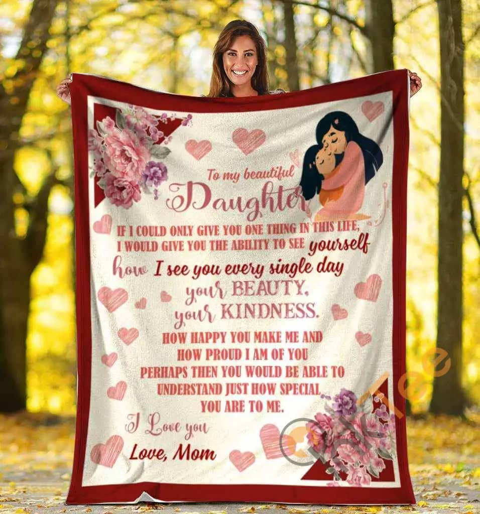 To My Beautiful Daughter I Love You Mom And Daughter Flower Ultra Soft Cozy Plush Fleece Blanket