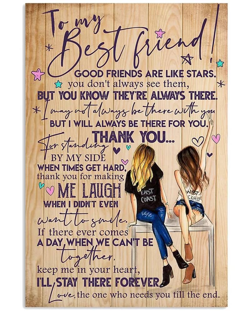 To My Best Friend Good Friends Are Like Stars Unframed Satin Paper , Wrapped Frame Canvas Wall Decor Poster