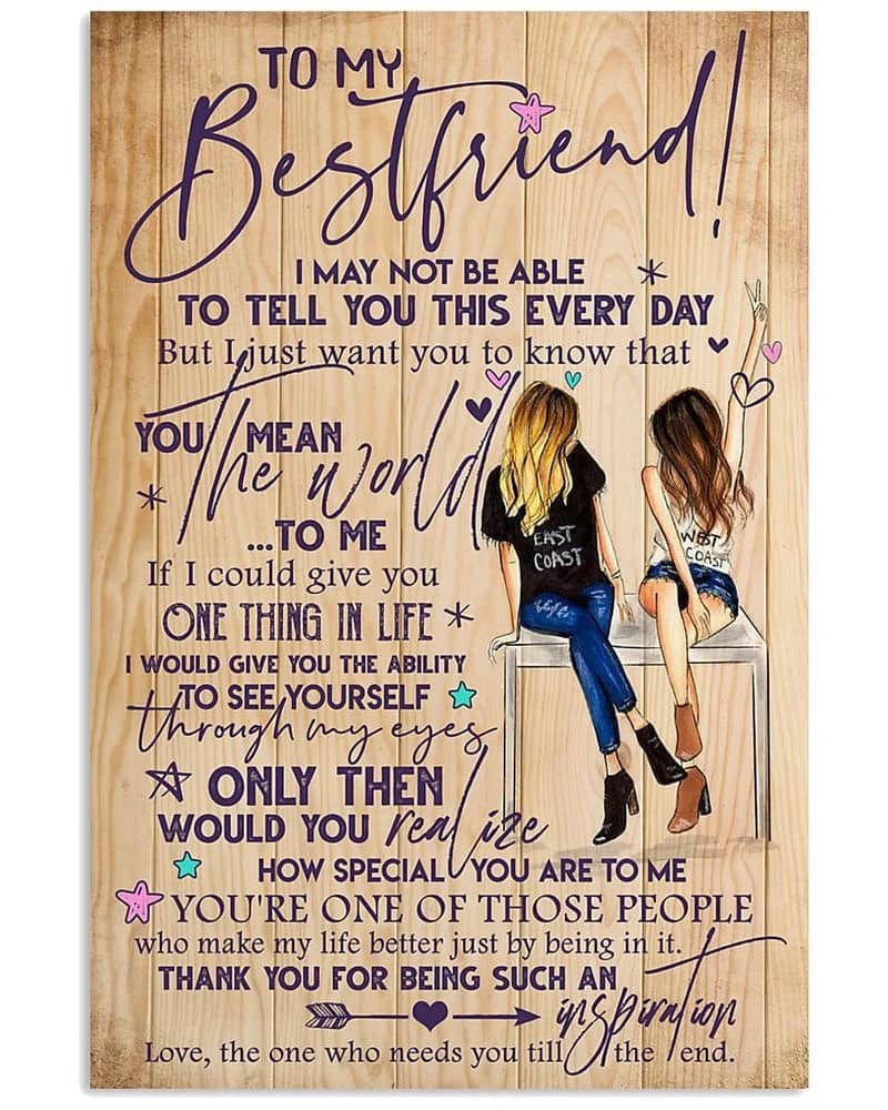 To My Best Friend Unframed Satin Paper , Wrapped Frame Canvas Wall Decor Poster
