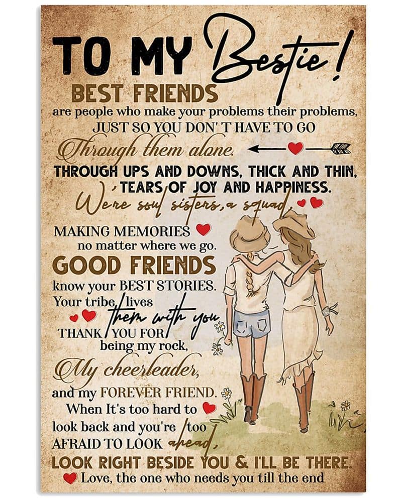 Inktee Store - To My Bestie Best Friends Are People Who Make Your Problems Their Problems Unframed Satin Paper , Wrapped Frame Canvas Wall Decor Poster Image