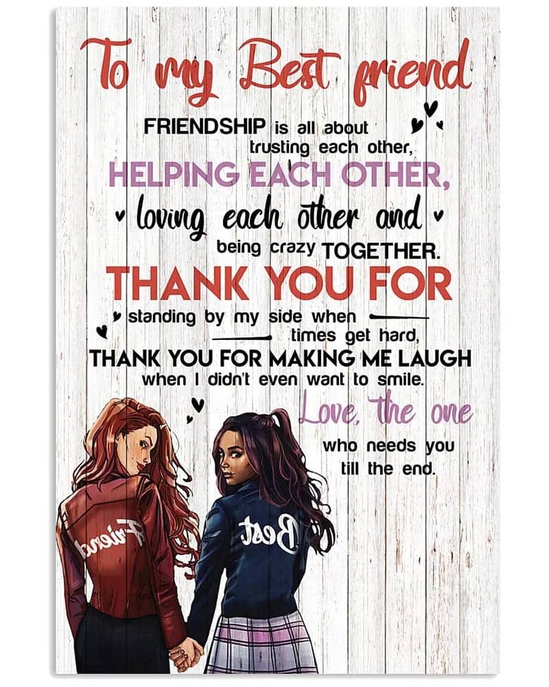 To My Bestie Canvas, Best Friend  - Friendship Is All About Trusting Each Other Unframed Satin Paper , Framed Canvas Wall Decor Poster