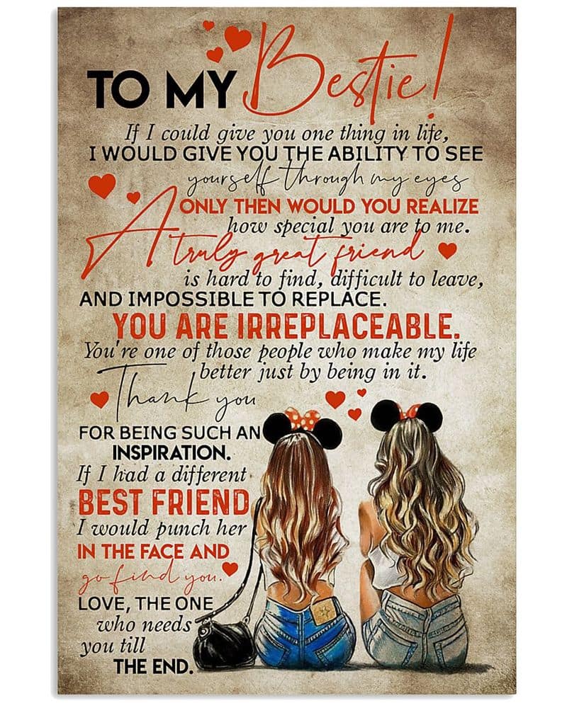 Inktee Store - To My Bestie If I Could Give You One Thing In Life Unframed Satin Paper , Wrapped Frame Canvas Wall Decor Poster Image