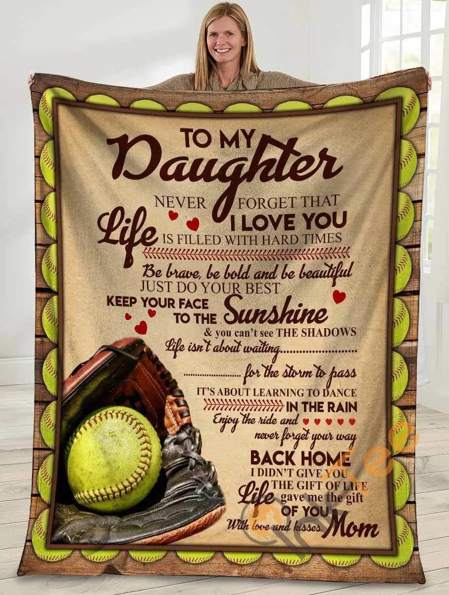 To My Daughter Never Forget That I Love You Baseball Ultra Soft Cozy Plush Fleece Blanket