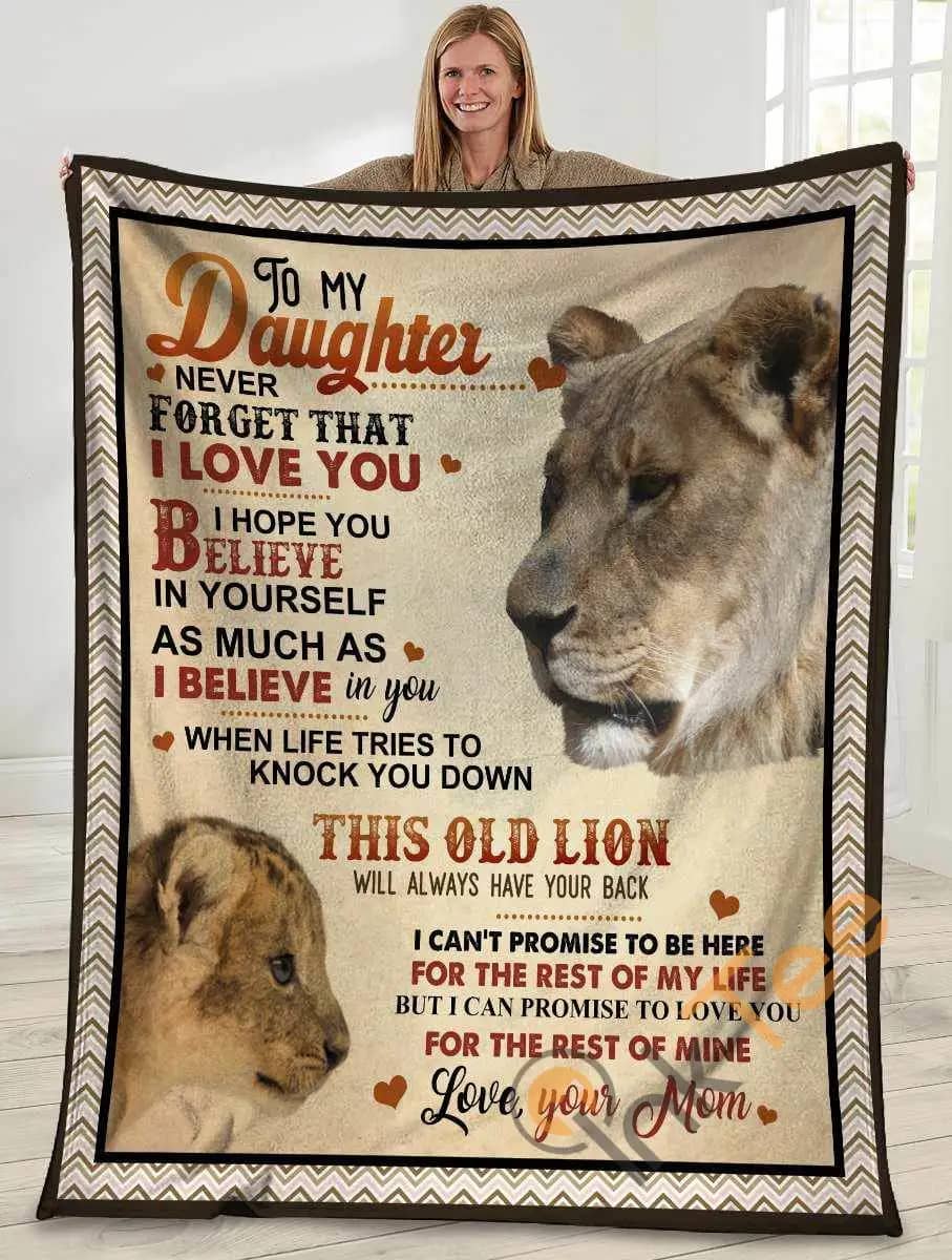 To My Daughter Never Forget That I Love You Lion Mom Ultra Soft Cozy Plush Fleece Blanket