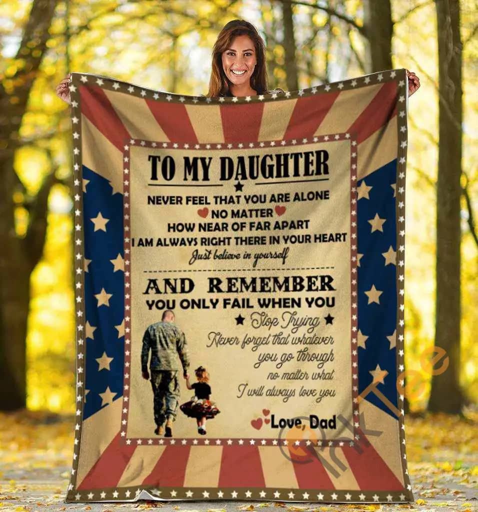 To My Daughter Veteran Dad And Daughter Us American Flag Ultra Soft Cozy Plush Fleece Blanket