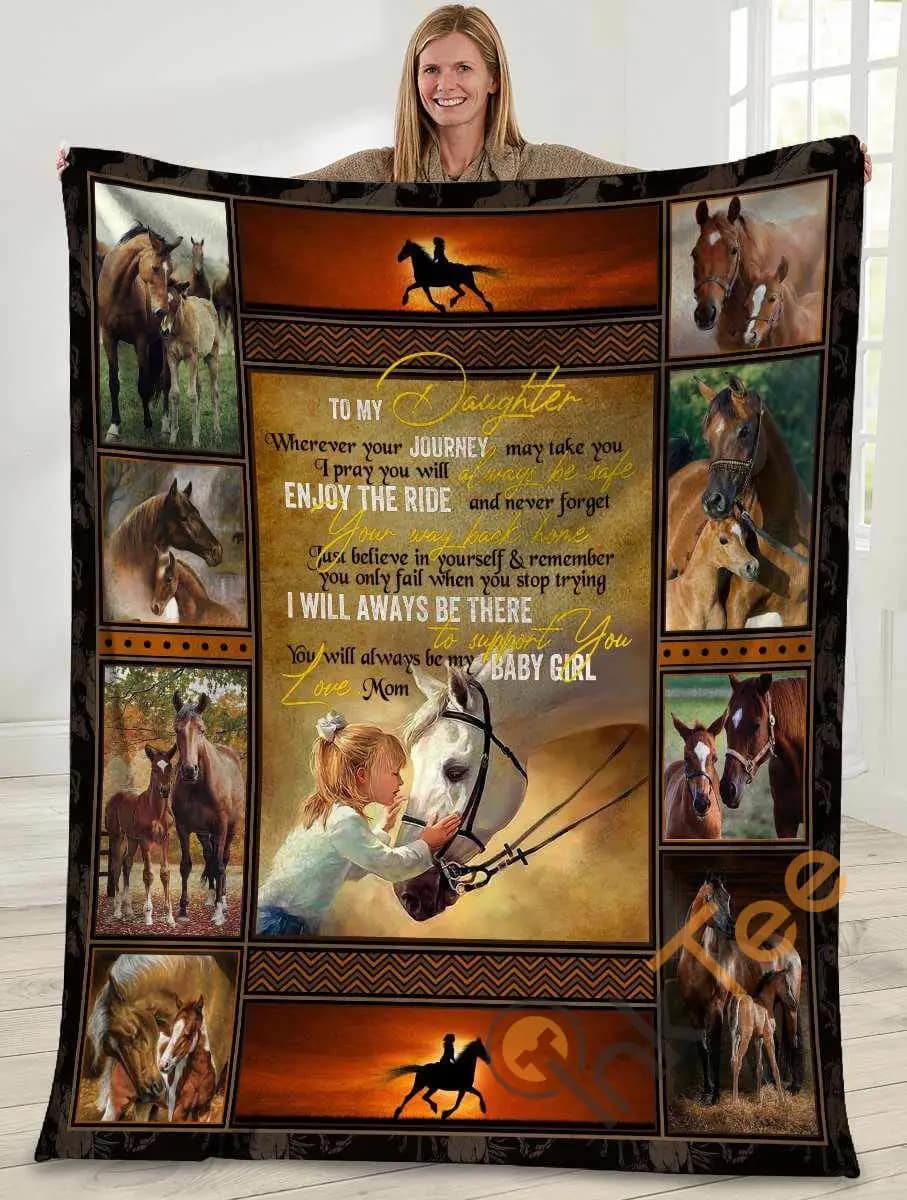 To My Daughter Wherever Your Journey May Take You Girl Riding Horse Ultra Soft Cozy Plush Fleece Blanket