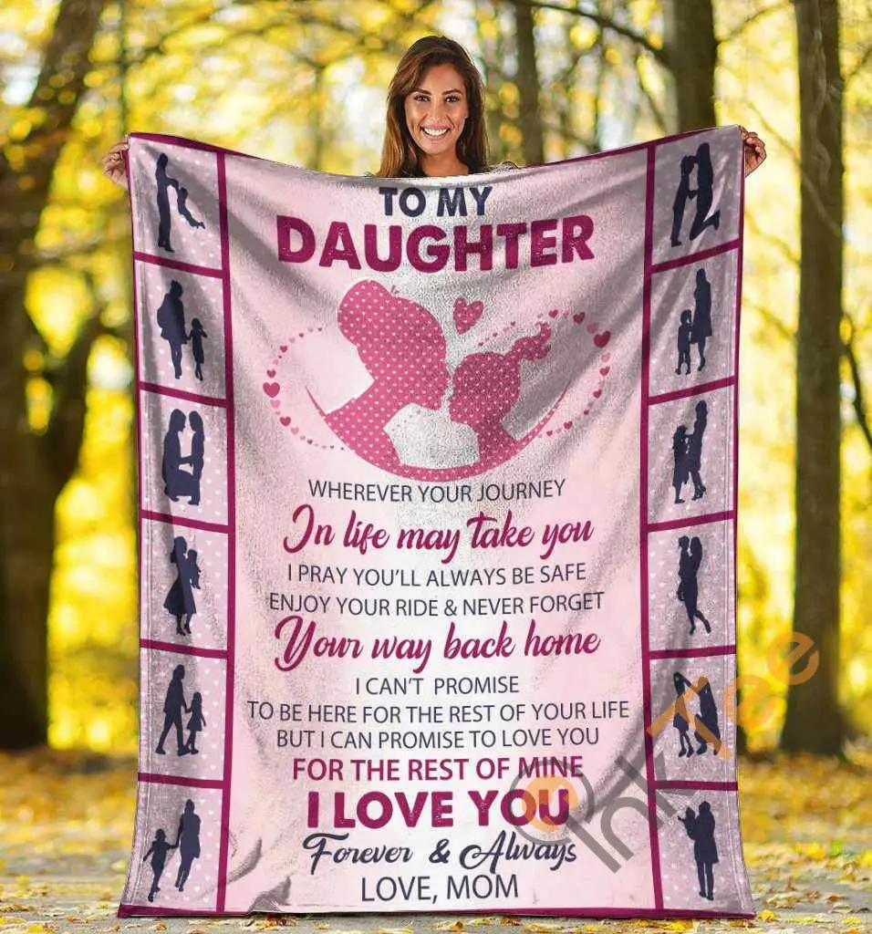 To My Daughter Wherever Your Journey Mom And Daughter Heart Ultra Soft Cozy Plush Fleece Blanket
