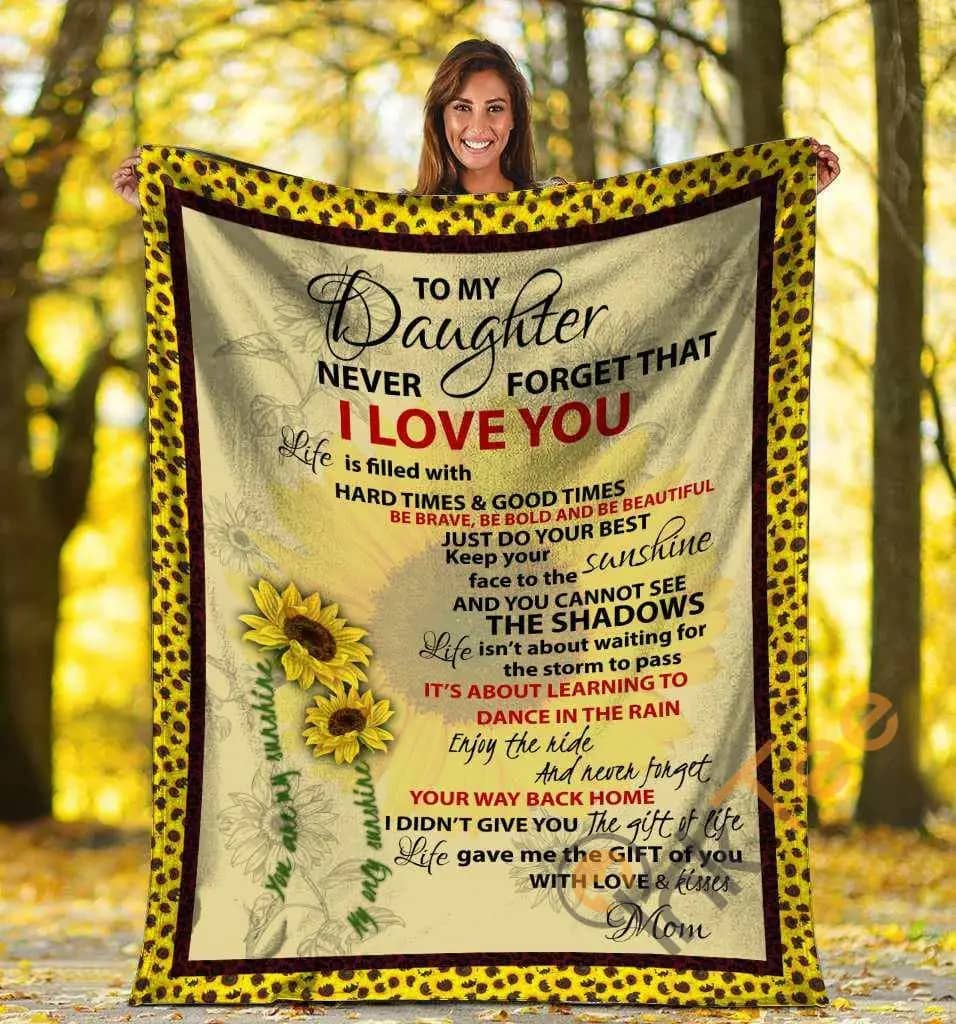 To My Daughter You Are My Sunshine Mom And Daughter Sunflower Hippie Ultra Soft Cozy Plush Fleece Blanket