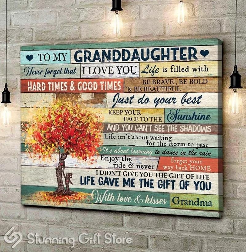To My Granddaughter (Grandma) Life Gave Me The Gift Of You Unframed / Wrapped Canvas Wall Decor Poster