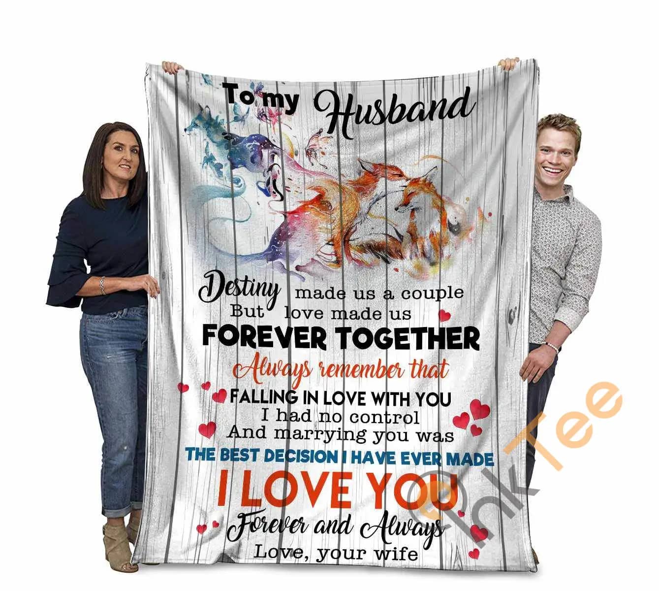 To My Husband Destiny Made Us A Couple Red Fox Ultra Soft Cozy Plush Fleece Blanket