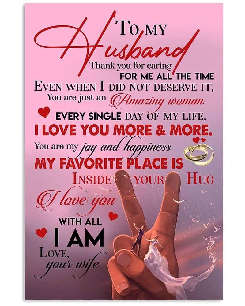 To My Husband  Love Your Wife You Are Just An Amazing Woman, You Are My Joy And Happiness Unframed , Wrapped Frame Canvas Wall Decor Poster