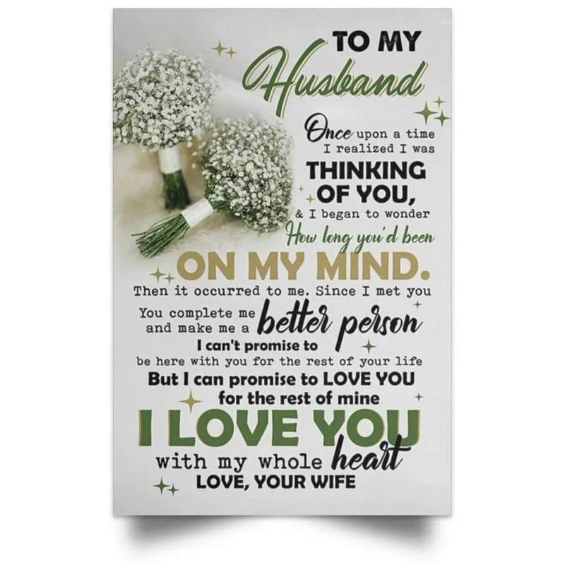 To My Husband Wall Art Decor Wife And Husband  I Love You Quotes Unframed Satin Paper , Wrapped Frame Canvas Wall Decor, Gift For Farther, Birthday Gift Ideas, Father'S Day Gift Poster