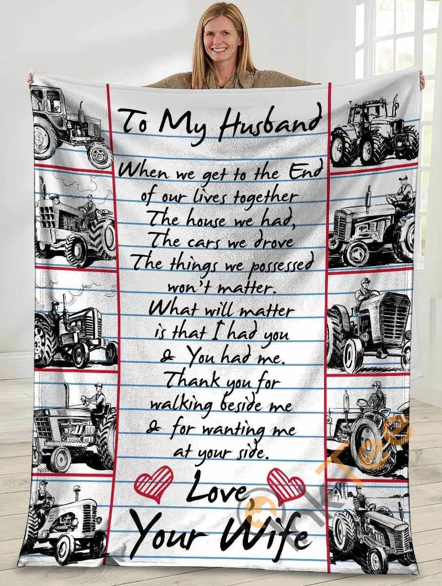 To My Husband When We Get To The End Farmer Tractor Ultra Soft Cozy Plush Fleece Blanket
