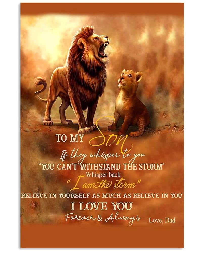 To My Son I Am The Storm Lion Unframed , Wrapped Canvas Wall Decor - Frame Not Include Poster
