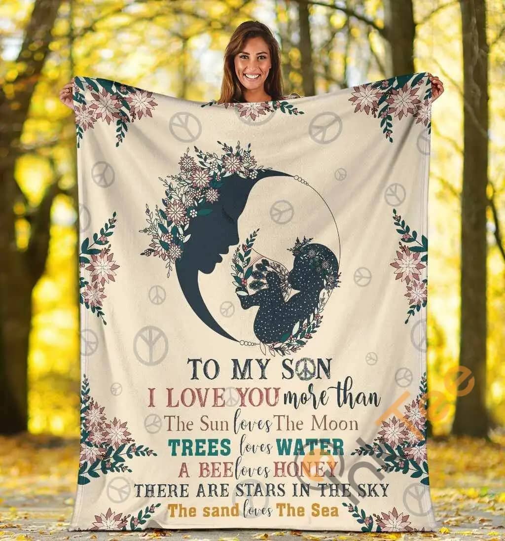 To My Son I Love You Mom And Son Hippie Ultra Soft Cozy Plush Fleece Blanket