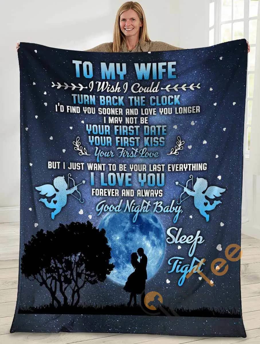 To My Wife I Wish I Could Turn Back The Clock Husband And Wife In The Moonlight Ultra Soft Cozy Plush Fleece Blanket