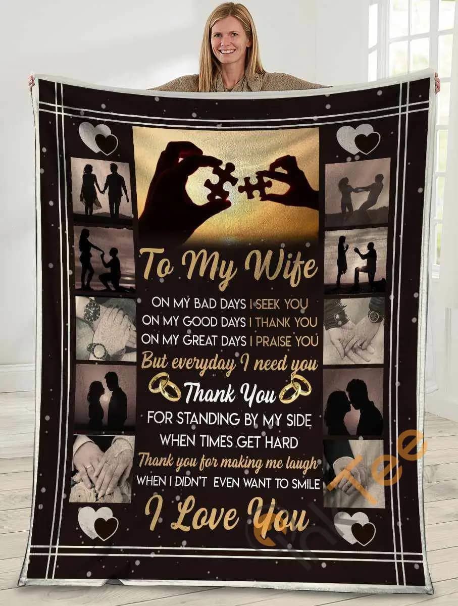 To My Wife On My Bad Days I Seek You Husband And Wife Puzzle Ultra Soft Cozy Plush Fleece Blanket