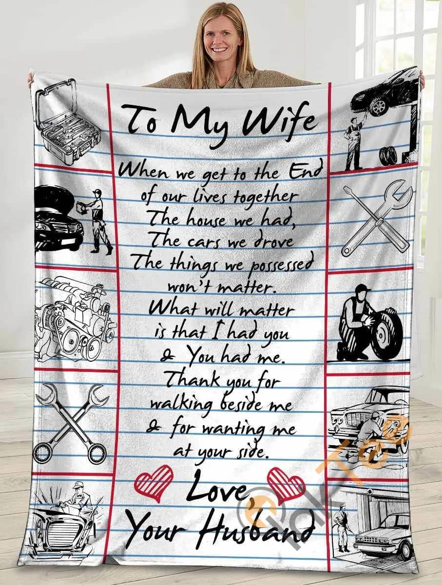 To My Wife When We Get To The End Car Mechanic Ultra Soft Cozy Plush Fleece Blanket