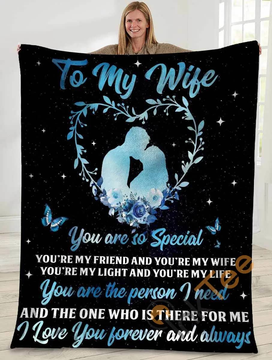 To My Wife You Are So Special Heart Wreath Husband And Wife Butterfly Ultra Soft Cozy Plush Fleece Blanket
