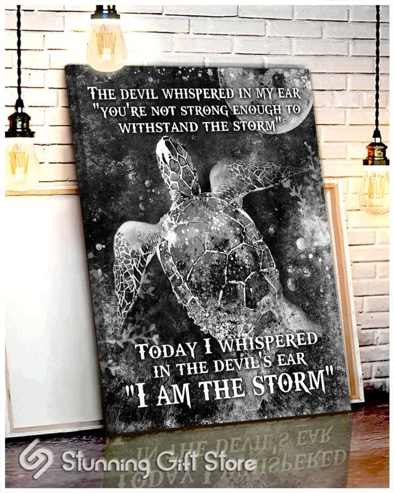 Turtle I Am The Storm Black Unframed / Wrapped Canvas Wall Decor Poster
