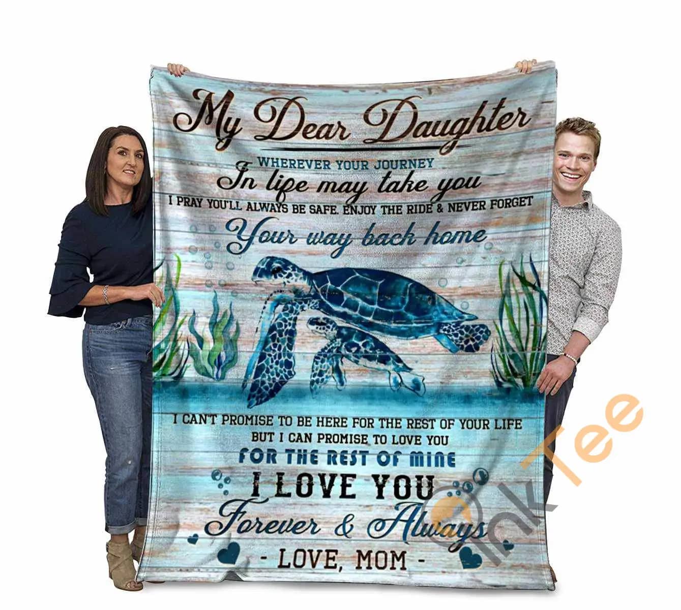 Turtle My Dear Daughter Never Forget Your Way Back Home Ultra Soft Cozy Plush Fleece Blanket