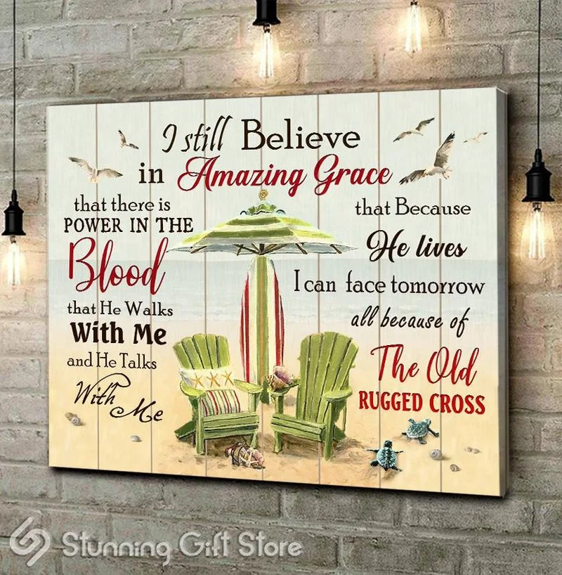 Turtle Summer Beach I Still Believe In Amazing Grace Unframed / Wrapped Canvas Wall Decor Poster
