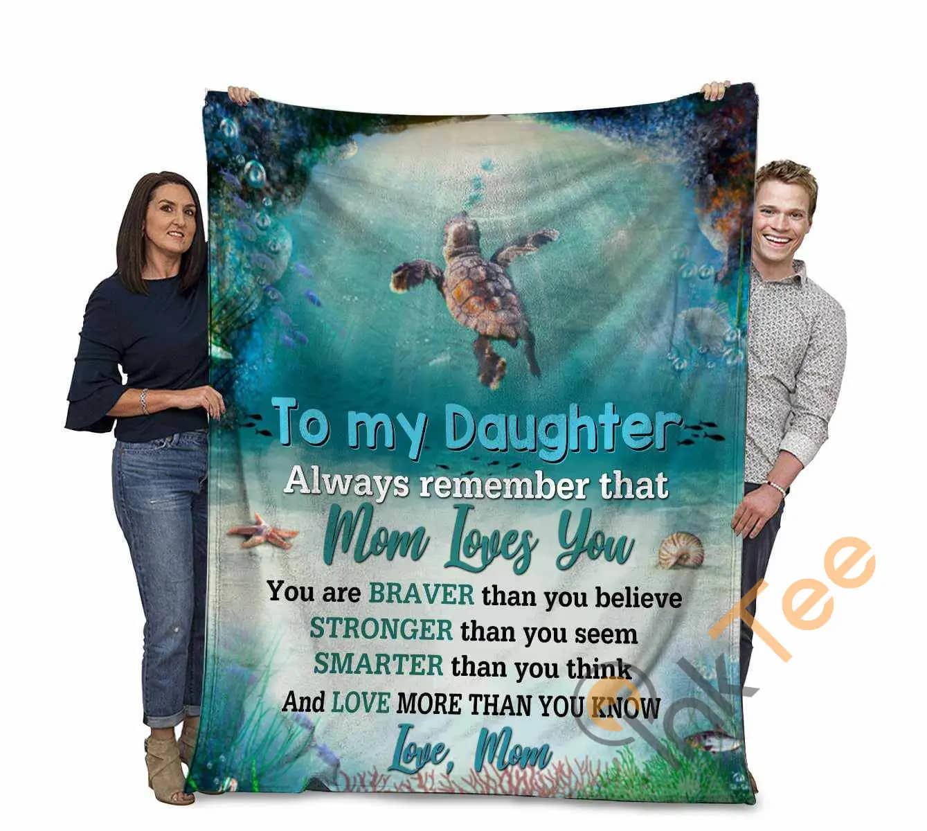 Turtle To My Daughter Alway Remember That Mom Loves You Ultra Soft Cozy Plush Fleece Blanket