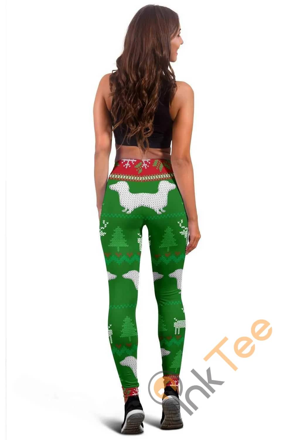 Ugly Christmas Sweater 3D All Over Print For Yoga Fitness With Dachshunds Women'S Leggings