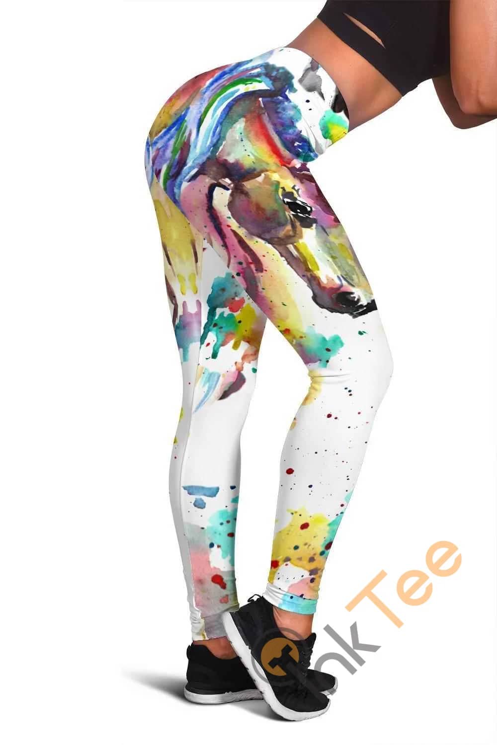 Watercolor Horse 3D All Over Print For Yoga Fitness Women's Leggings