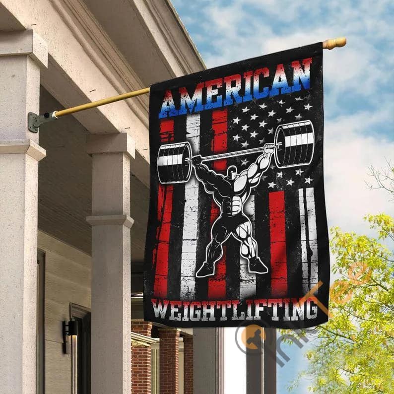 Weightlifting American Athletes Sports Outdoor Yard Decor House Flag