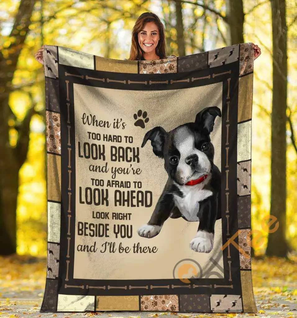 When It's Too Hard To Look Back Boston Terrier Dog Ultra Soft Cozy Plush Fleece Blanket