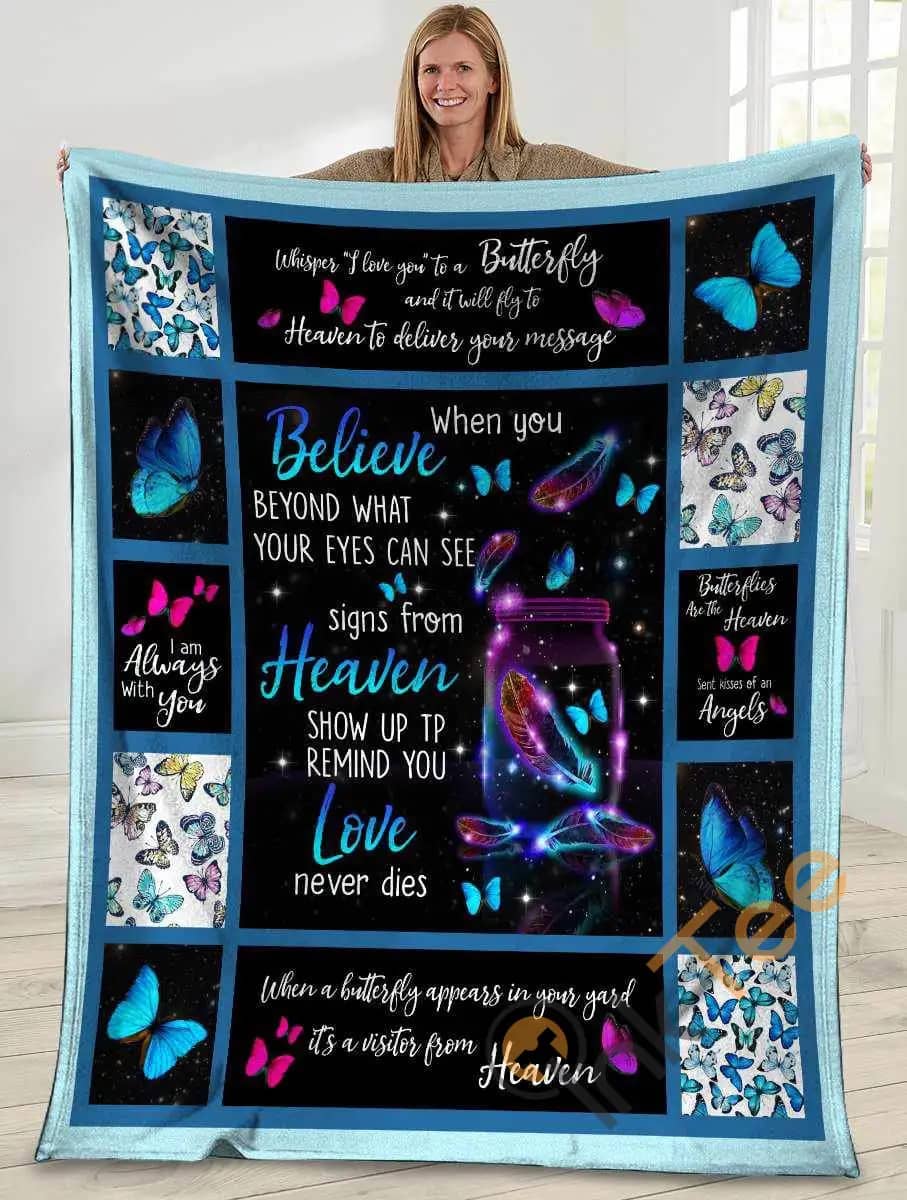 When You Believe Beyond What Your Eyes Can See Heaven Butterfly Ultra Soft Cozy Plush Fleece Blanket