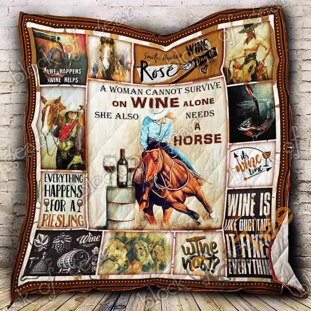 Wine And Horse  Blanket KC1707 Quilt