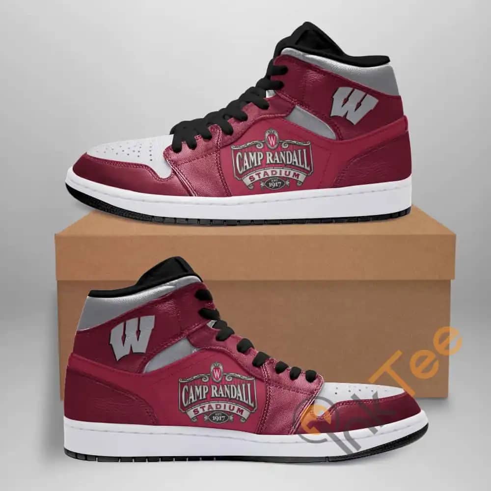 Wisconsin Badgers American Football Ha02 Custom Air Jordan Shoes